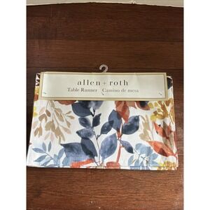 Allen + Roth Fall Floral With Blue  14"x72" Table Runner New Model R-CLLEAF-999